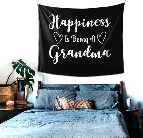 Vista 3 de Felicidad es ser una abuela tapices para colgar en la pared, decoración del hogar, decoración de dormitorio, decoración de fiesta, 60 x 51 pulgadas