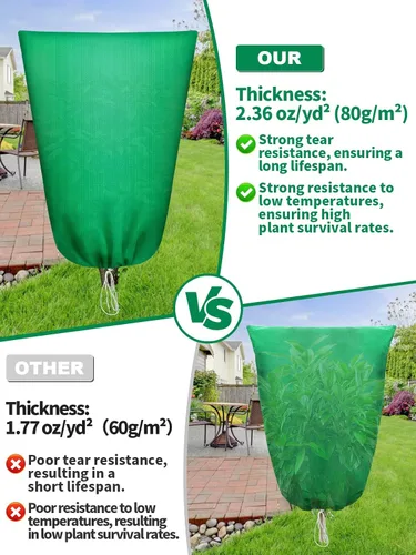 Vista 5 de Cubiertas para Plantas más Gruesas, Chaqueta de Protección contra Heladas 2.36 oz/yd², 2'x2.6' Cubiertas Reutilizables para Plantas de Invierno
