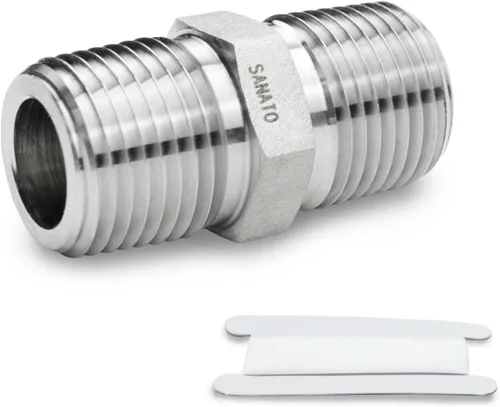 Vista 8 de SANATO 3 piezas de acoplamiento hexagonal de forja de acero inoxidable 304, accesorios de tubería roscados hembra NPT de 1/2" NPT de 1/2