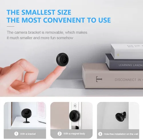 Vista 4 de Cámara inalámbrica HsiaoPun HD 4K WiFi, equipada con funciones de visión nocturna y detección de movimiento