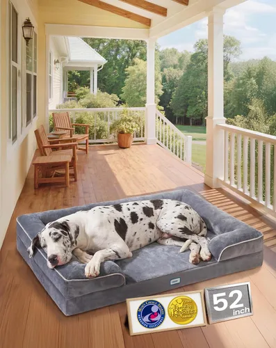 Vista 15 de OhGeni Cama ortopédica refrescante para perro, sofá refrescante para mascotas grandes con espuma viscoelástica, lavable a máquina, funda extraíble