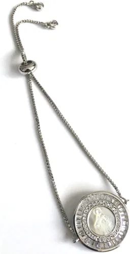 Vista 5 de Pulsera de cadena Bolo ajustable con medalla milagrosa chapada en plata Virgen de La Milagrosa
