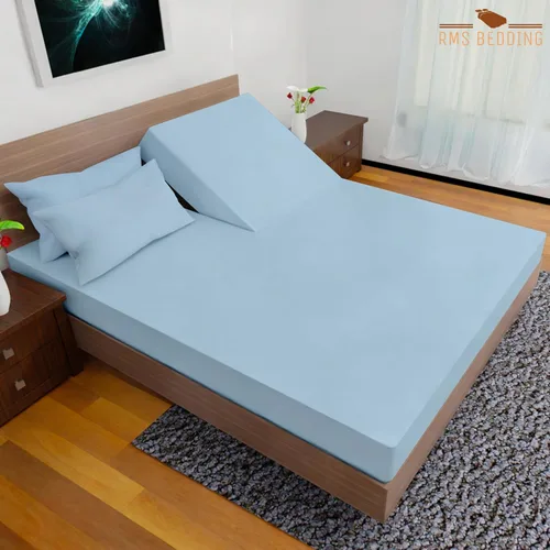 Vista 65 de Juego de sábanas de algodón de 600 hilos tamaño Queen dividido para base de cama ajustable, juego de sábanas de 4 piezas con bolsillo profundo