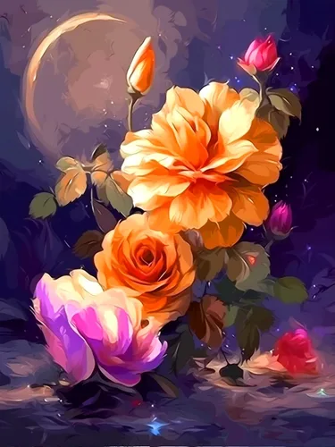 Vista 10 de Bimkole Kits de pintura de diamantes 5D para adultos, pintura al óleo, flores, florero de taladro completo, juego de bordado de diamantes