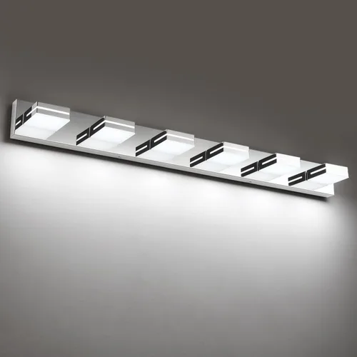 Vista 57 de SineRise - Moderna lámpara LED para tocador de baño (2 luces, 39.4 cm, regulable), iluminación de pared de baño moderna de acrílico cepillado sobre
