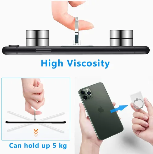 Vista 4 de VOVIGGOL Soporte de anillo para teléfono celular, 5 unidades, soporte de anillo transparente para teléfono, soporte de dedo con rotación de 360