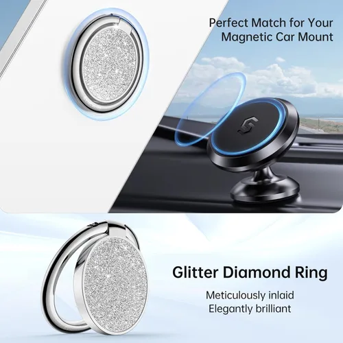 Vista 7 de Syncwire Soporte de anillo para teléfono celular, soporte de anillo de dedo Soporte giratorio de 360°, diseño brillante, soporte de anillo