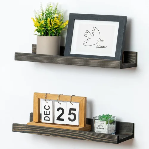 Vista 39 de FLYJOE Estante de repisa de fotos para pared, 24 pulgadas de madera de fresno maciza, estantes para libros de guardería, estantes flotantes