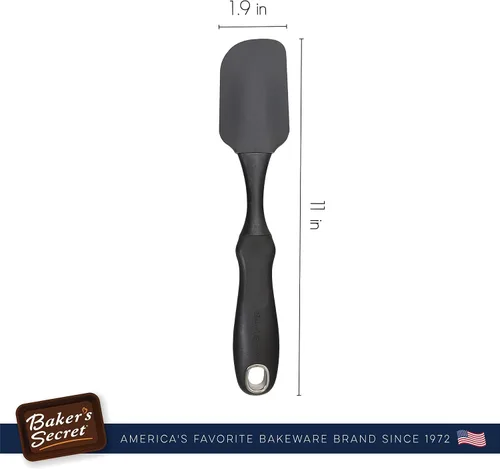 Vista 3 de Baker's Secret - Espátula de silicona de 10" resistente al calor 2 ángulos, con mango de agarre, utensilios de preparación de pasteles, accesorios