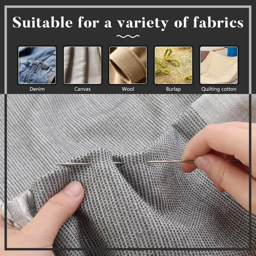 Vista 4 de Paquete de 20 agujas de coser largas, agujas largas para manualidades, agujas de costura de ojos grandes, agujas de muñeca de 6.8 pulgadas/6.9 in