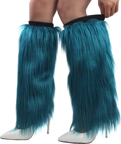 Vista 3 de Calentadores de piernas de piel sintética para mujer, fundas largas y acogedoras para botas