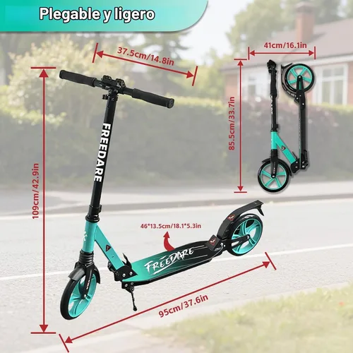 Vista 7 de FREEDARE Foldable Kick Scooter for Ages 8+ Kid & Teens, Adults, Multi
