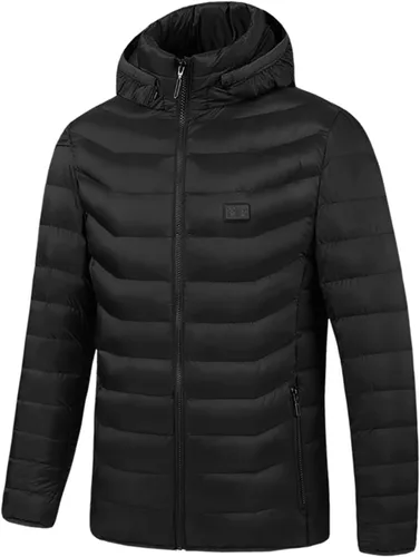Vista 2 de Chaqueta térmica para mujeres y hombres, chaqueta de invierno cálida a prueba de viento, chaqueta gruesa de plumón mejorada recargable por USB