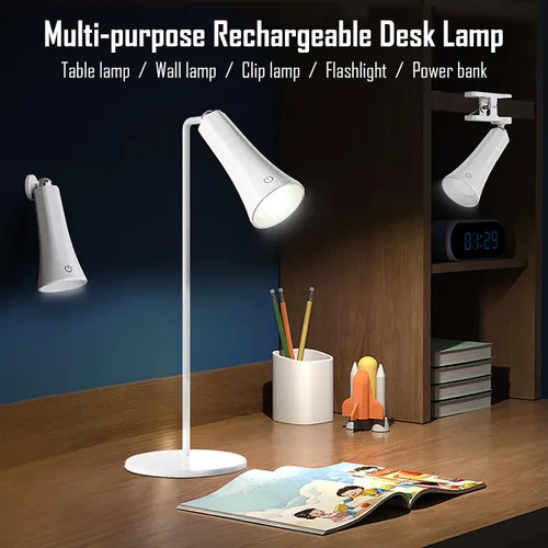 Vista 2 de Lámpara LED recargable de 5 modos con junta giratoria magnética, control táctil, brillo ajustable, color, ángulo de 360°, puede convertirse