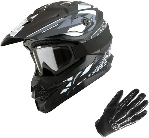 Vista 7 de 1Storm - Casco de motocross para adultos, bicicleta de montaña de descenso, BMX, MX, ATV, motocicleta todoterreno, estilo Storm HF803; negro mate