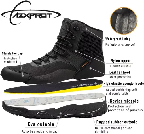 Vista 4 de Botas tácticas para hombres, botas de combate de punta suave de 6 pulgadas, impermeables y antideslizantes, botas de desierto para exteriores