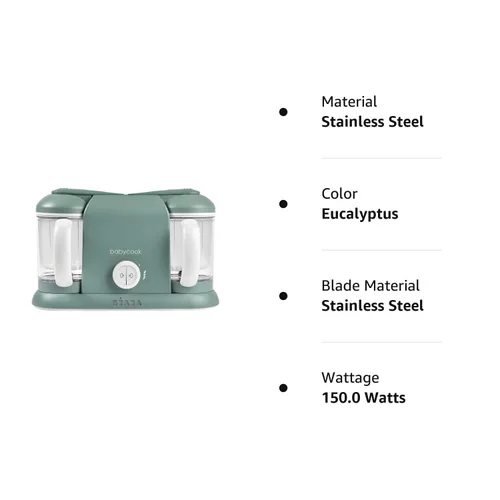 Vista 9 de BEABA Babycook Duo - Máquina de alimentos para bebés 4 en 1, procesador de alimentos para bebés, licuadora de alimentos para bebés, vaporizador