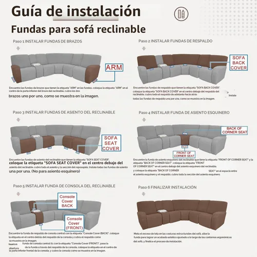 Vista 8 de ALIECOM Fundas de sofá seccional reclinable 100% impermeables en forma de L, elásticas, de esquina, funda de sofá seccional reclinable lavable, Gris