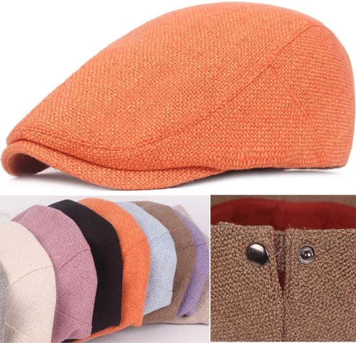 Vista 5 de Mujeres Hombres Simple Flat Cabbie Newsboy Ivy Hat Sun Beret Cap Duckbill Driving Hat