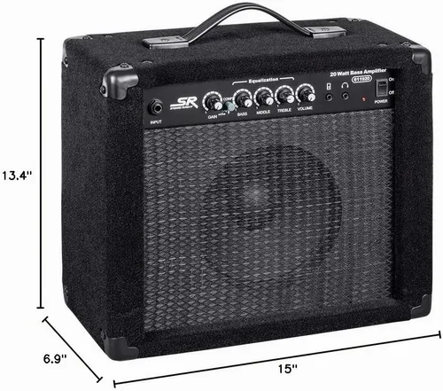 Vista 7 de Monoprice Amplificador combinado de graves 1x8 de 20 vatios, ecualizador de 3 bandas, salida de auriculares