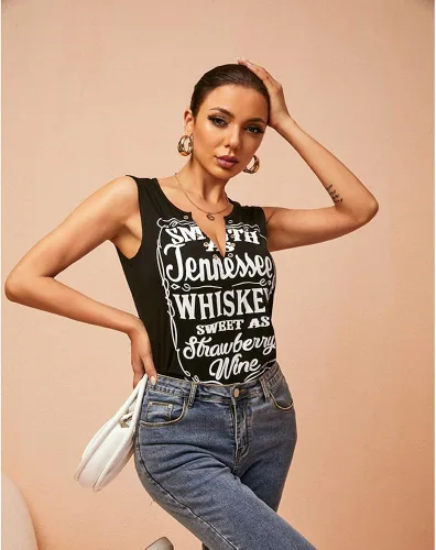 Vista 3 de Camiseta sin mangas Smooth As Tennessee Sweet As Strawberry con agujero de anillo, sin mangas, sexy, cuello en V, para mujer, retro, música country