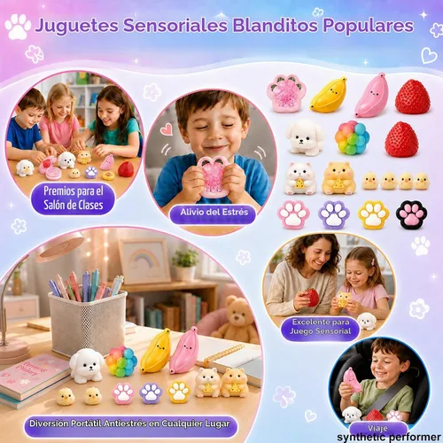 Vista 5 de Paquete de 20 juguetes sensoriales Taba Squishy Fidget Toys, Squishies Squishy Colorido