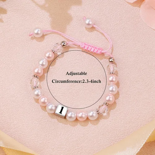 Vista 5 de Sereney Regalos de cumpleaños para niñas, pulseras de cuentas hechas a mano rosa para adolescentes