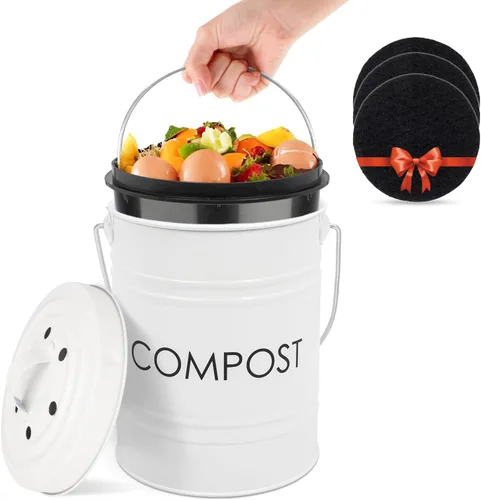 Vista 11 de Vipush Filtros de carbón para cubo de abono de cocina, paquete de 12 filtros de carbón activado para reemplazo de cubos de contenedores de encimera