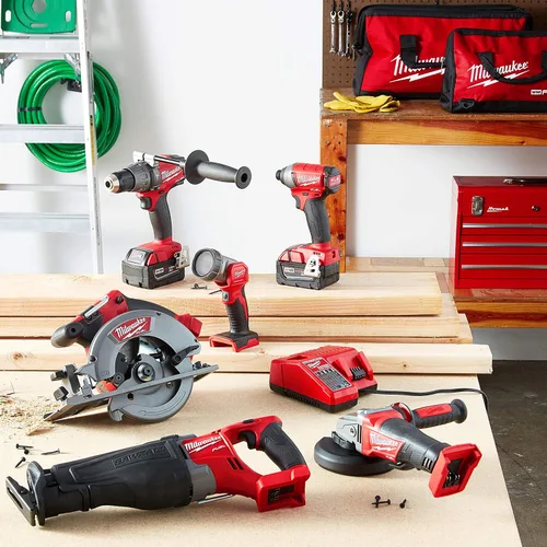 Vista 10 de Milwaukee 2896-26 M18 Fuel Kit combinado inalámbrico sin escobillas de iones de litio de 18 voltios (6 herramientas) con (2) baterías de 5.0 Ah, (1)
