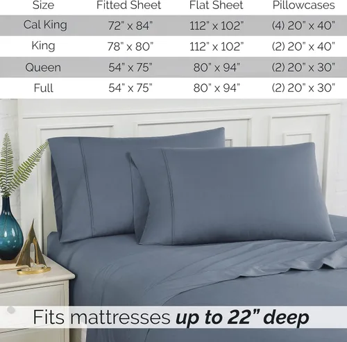 Vista 6 de Southshore Fine Living, Inc., Sábanas de Algodón 100% con Bolsillo Profundo, Sábanas de Algodón Satén de 300 Hilos Juego de Cama Tamaño Full, Sábana