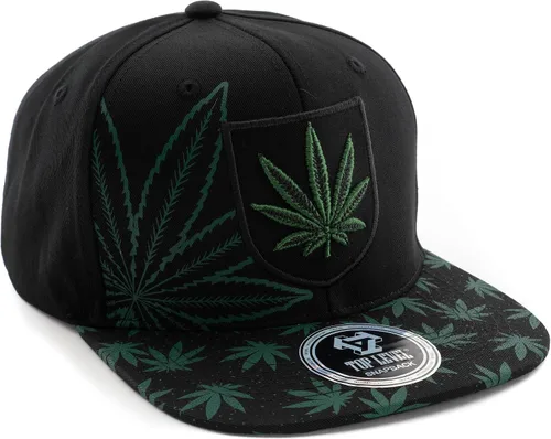 Vista 3 de Gorra de béisbol bordada con diseño de hojas de marihuana y cannabis