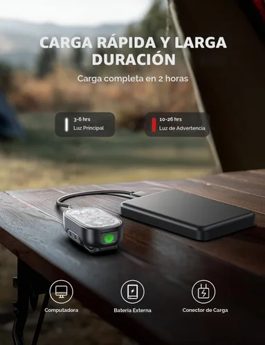 Vista 6 de Mini linterna con clip ultra brillante de 500 lúmenes, recargable, 10 modos de manos libres, linterna EDC de bolsillo impermeable, pequeña linterna