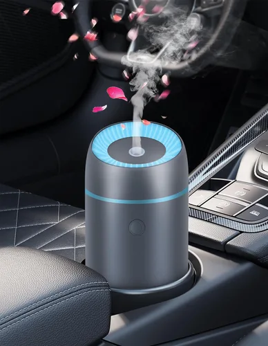 Vista 9 de Difusor de automóvil para aceites esenciales, portátil, mini humidificador ultrasónico de niebla de 3.4 fl oz, difusor ambientador de aromaterapia