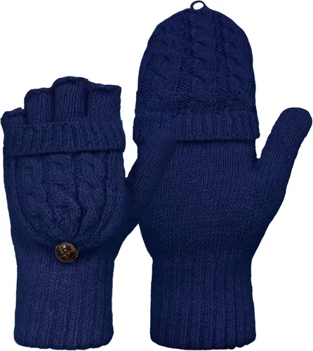 Vista 91 de Beurlike Guantes de invierno para mujer, de lana cálida, a prueba de viento, convertibles, sin dedos