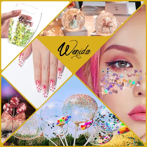 Vista 2 de Glitter Wenida 12 colores hoja de arce holográfica brillante festival lentejuelas manualidades purpurina para artes, uñas, cara y cuerpo