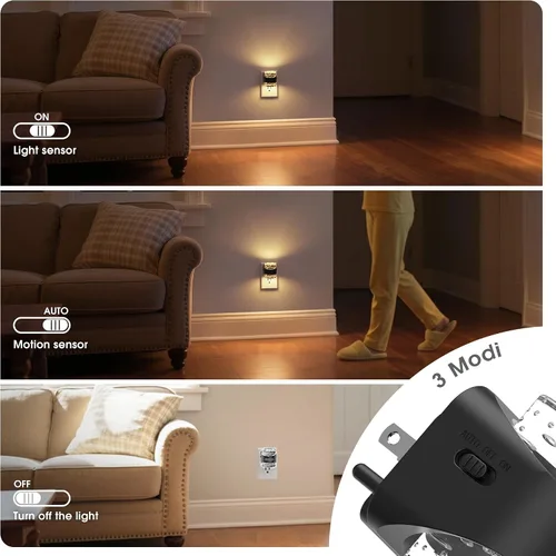 Vista 4 de JandCase Motion Sensor Night Light, Bubble Night Lights Plug into Wall