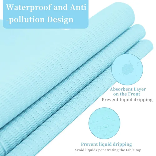 Vista 6 de 125 toallas desechables de papel para uñas acrílicas, 3 capas, plegable, para mesa de uñas, impermeable, hoja de práctica de arte de uñas, Azul