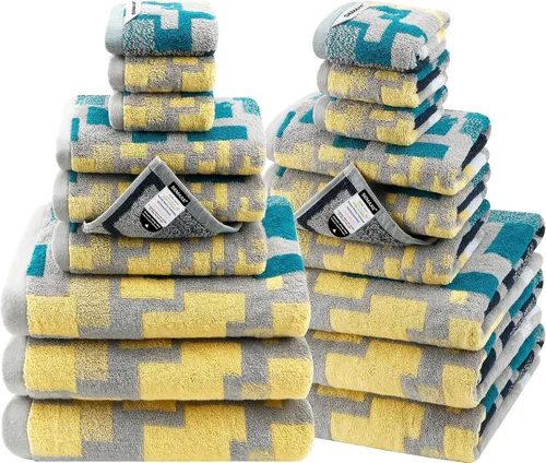 Vista 22 de SEMAXE Juego de toallas de baño familiar de 12 piezas - 100% algodón, 4 toallas de baño, 4 toallas de mano, 4 paños, ultrasuave y súper absorbente