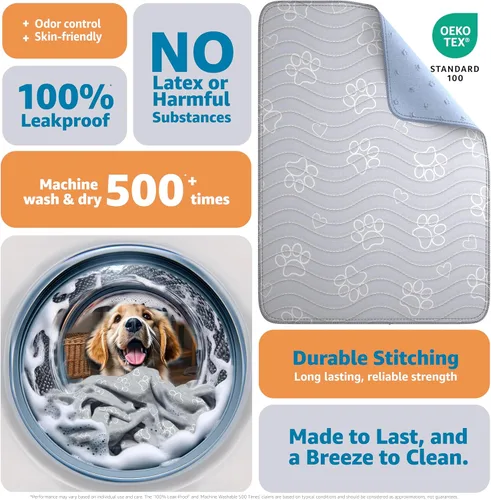 Vista 5 de IMPROVIA® Almohadilla reutilizable para cachorros, impermeable, extra absorbente, lavable para entrenamiento de perros, parto y más, protege tus