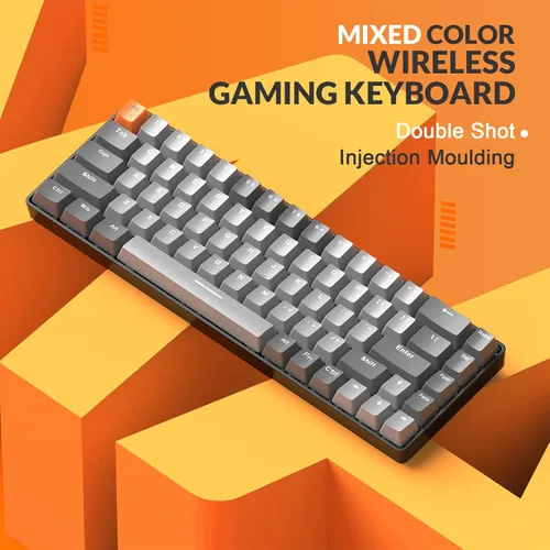 Vista 8 de MAGIC-REFINER RK68 Teclado mecánico inalámbrico 60%, Bluetooth 5.02.4GHz con receptor 2 en 1 de modo dual, teclado ergonómico compacto de 68 teclas