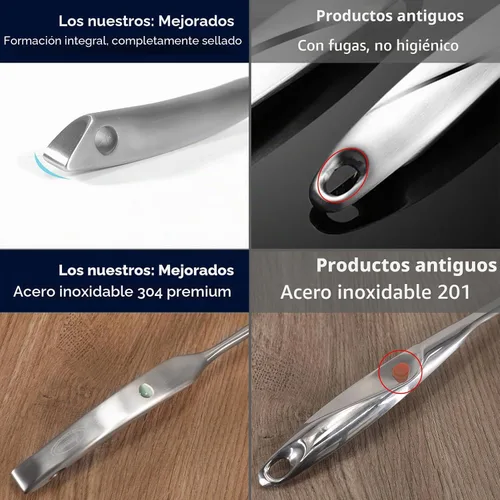 Vista 3 de Espumadero con ranuras, [Inoxidable, Formación Integral, Duradero] Newness Cucharón con mango ergonómico al vacío de acero inoxidable 304, diseño