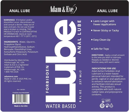 Vista 6 de Adam & Eve Lubricante anal, lubricante prohibido a base de agua y gel lubricante personal para privacidad y juguetes, fórmula gruesa de larga