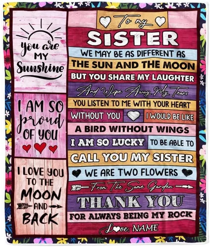 Vista 23 de Manta personalizada con texto en inglés «To My Sister from Brother I Love You Hugs» (texto en inglés) con texto en inglés «To My Sister», «I Love