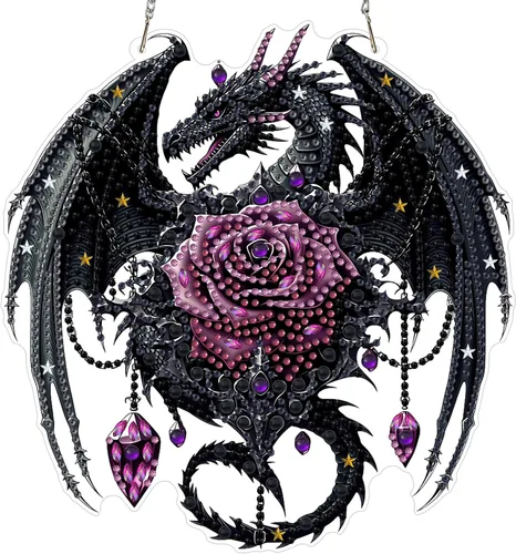 Vista 24 de MXJSUA Atrapasoles con pintura de diamante de águila calva americana, kits de arte de diamantes para adultos, adornos colgantes con cadena