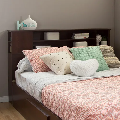 Vista 8 de South Shore, cabezal, armazón biblioteca Vito Collection Queen, 60 pulgadas, color chocolate, Madera, Sumptuous Cherry