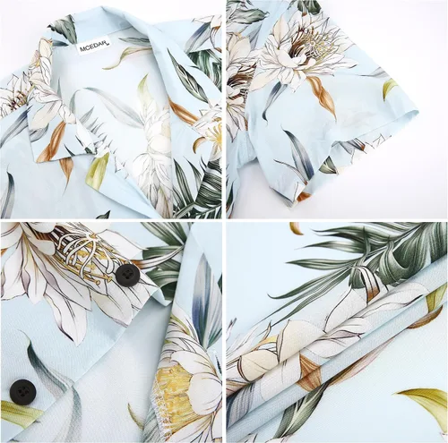 Vista 6 de MCEDAR Hawaiian Shirt for Men Regular Fit Short Sleeve Button Down Summer Beach Tropical Aloha Shirts S-3XL
