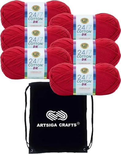 Vista 4 de Lion Brand - Hilo de algodón DK Cameo 769-101 (3 madejas, el mismo lote de tinte) DK Light Worsted #3 - Hilo de algodón para ganchillo y tejer