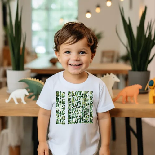 Vista 5 de Camiseta Big Brother para niños, camiseta Big Bro para niños, camisa de vaquero para niños, camiseta de algodón con estampado de letras divertidas