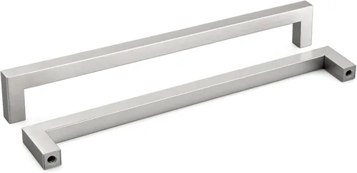 Vista 11 de homdiy Paquete de 1 tirador de gabinete de níquel cepillado de 3-3/4 pulgadas, manijas cuadradas de acero inoxidable para puerta de armario
