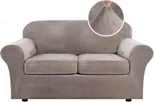 Vista 98 de H.VERSAILTEX - Funda elástica para sofá de 2 piezas, funda protectora de terciopelo, suave, con parte inferior elástica, con un ancho de hasta 49
